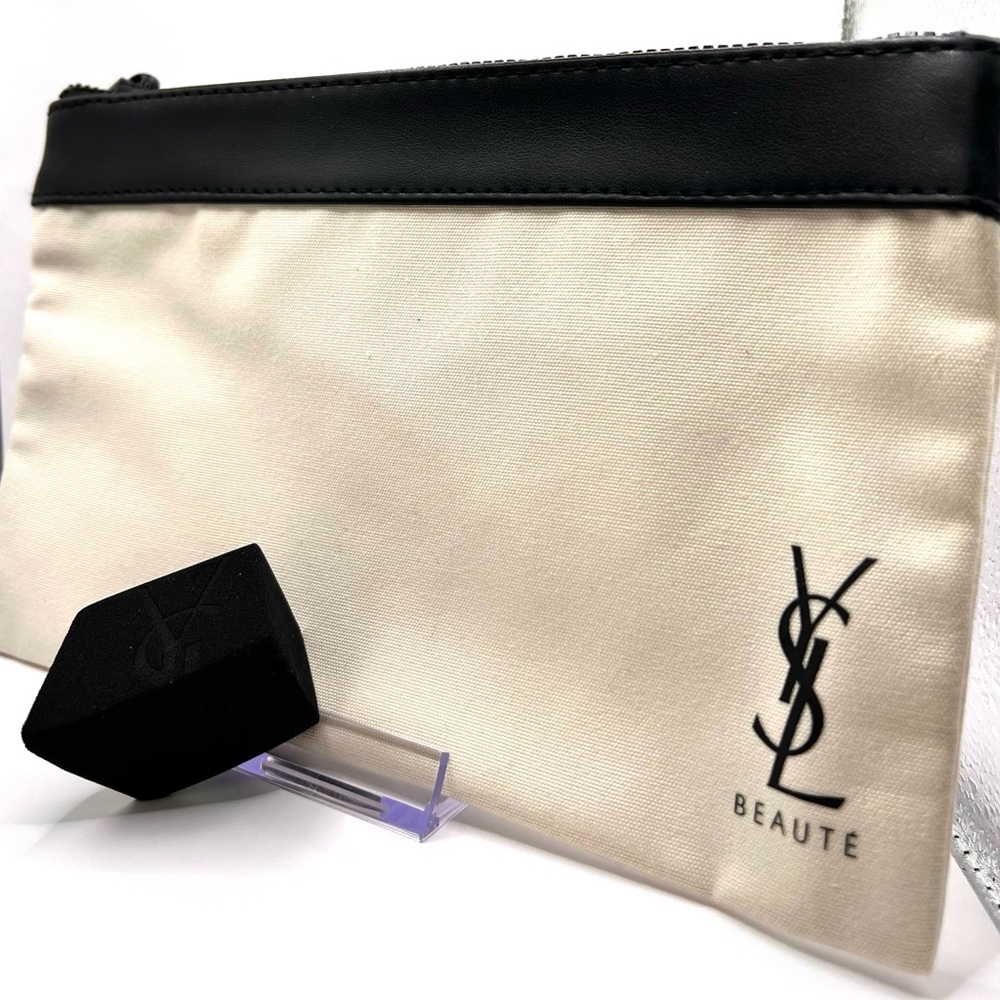 YSL Beaute Canvas Wristlet & Monogrammed Foundation Blender
